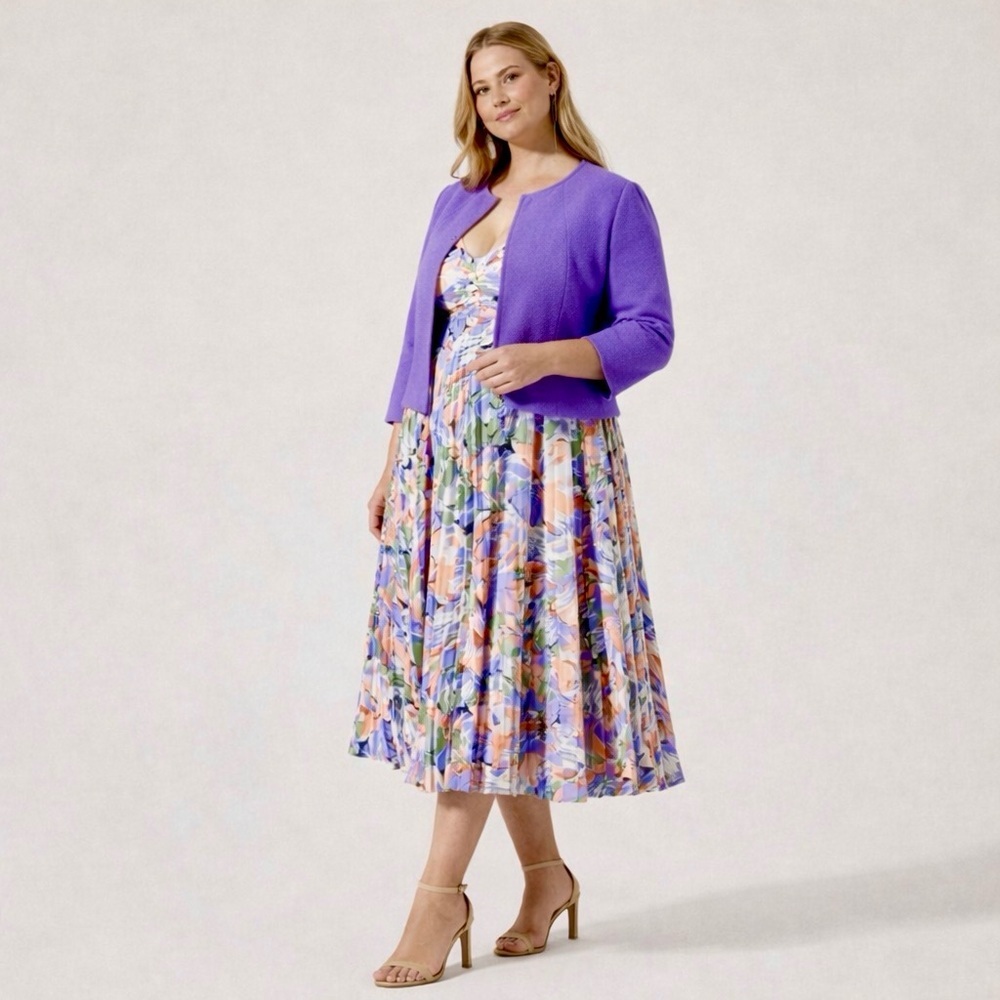 Victor Alfaro Designer Purple Wool Sweater Cardigan Drape Coat Jacket Shaw 18W - Picture 2 of 11